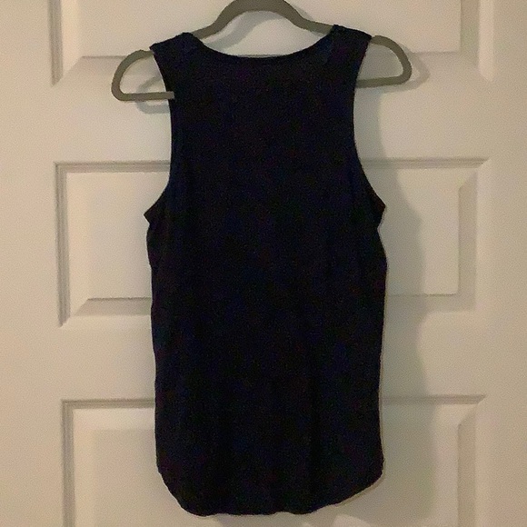 Lucky Brand Beaded Sleeveless Cotton T Shirt Dark Blue Size M - Picture 3 of 4